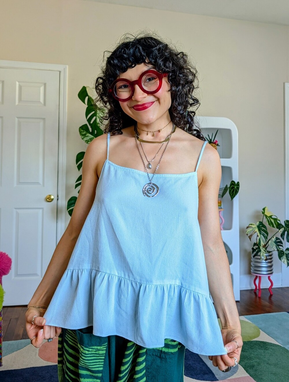 Baby blue peplum tank top